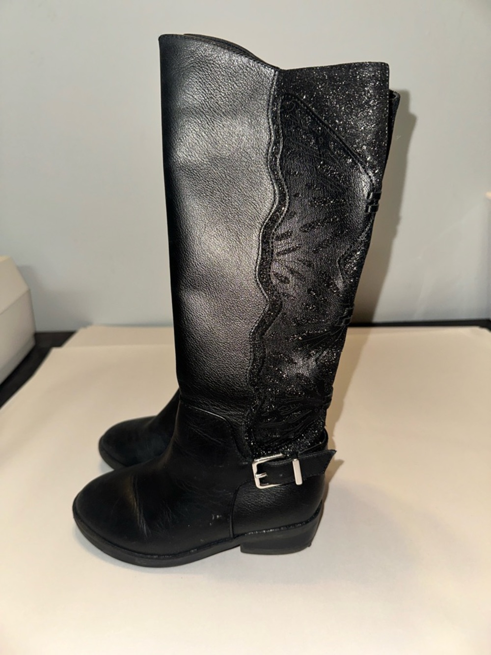 Girls Copper Key Black Riding Boots - Picture 3 of 5